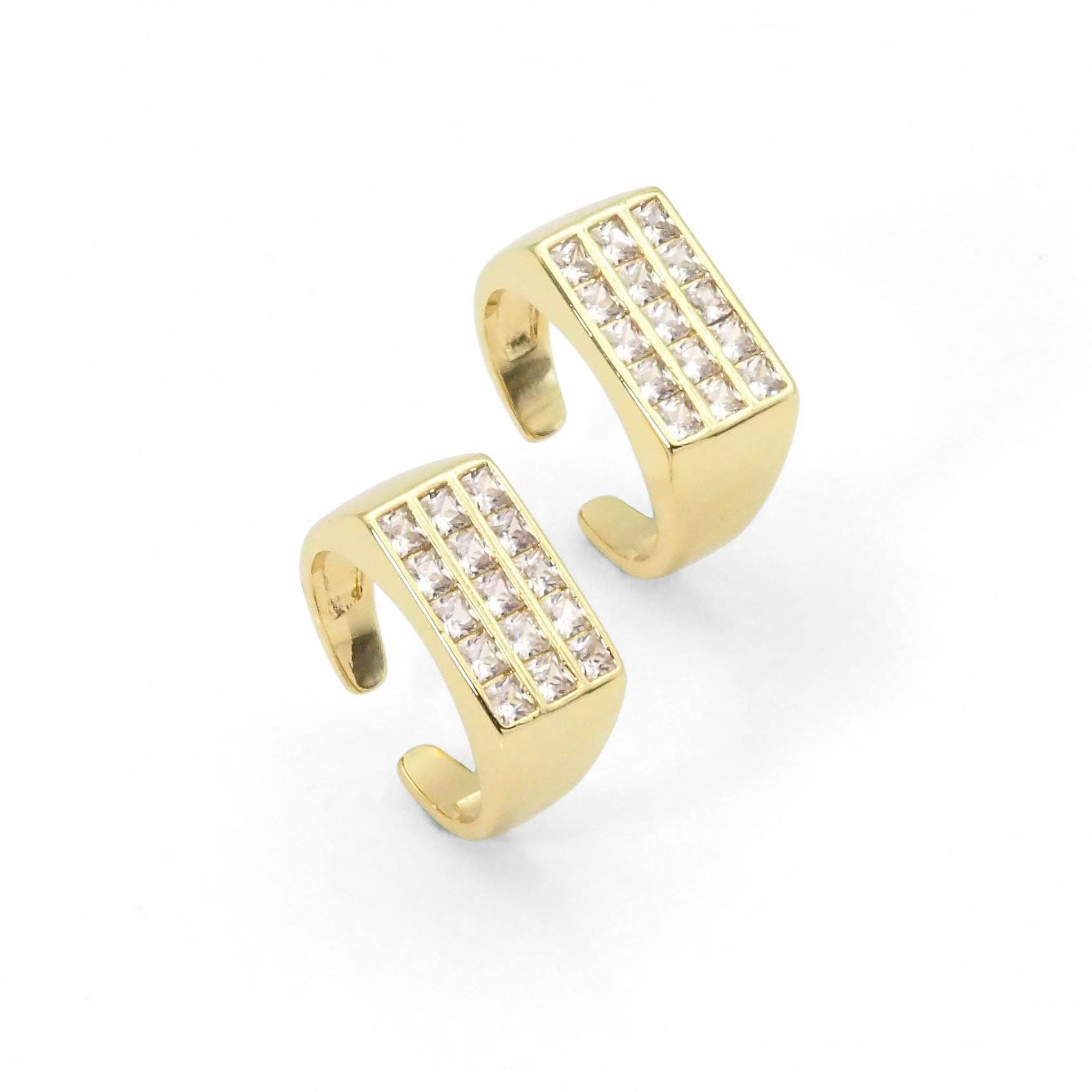 Gold CZ Rectangle Adjustable Ring, Sku#Y779