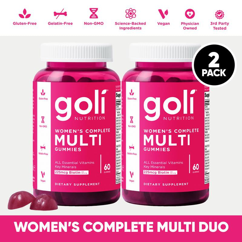 Ultimate Women's Multi Gummies 2-Pack: 13 Essential Vitamins for Healthy Hair, Skin & Nails, Immune Support, and Heart Health - Gluten-Free, Vegan, Non-GMO!