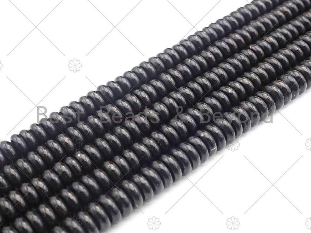 Top Quality Rondelle Shape Shungite, Smooth Rondelle Shungite, Healing Stone,Genuine Shungite 3x6mm/5x10mm, 15.5" Full Strand, Sku#U984