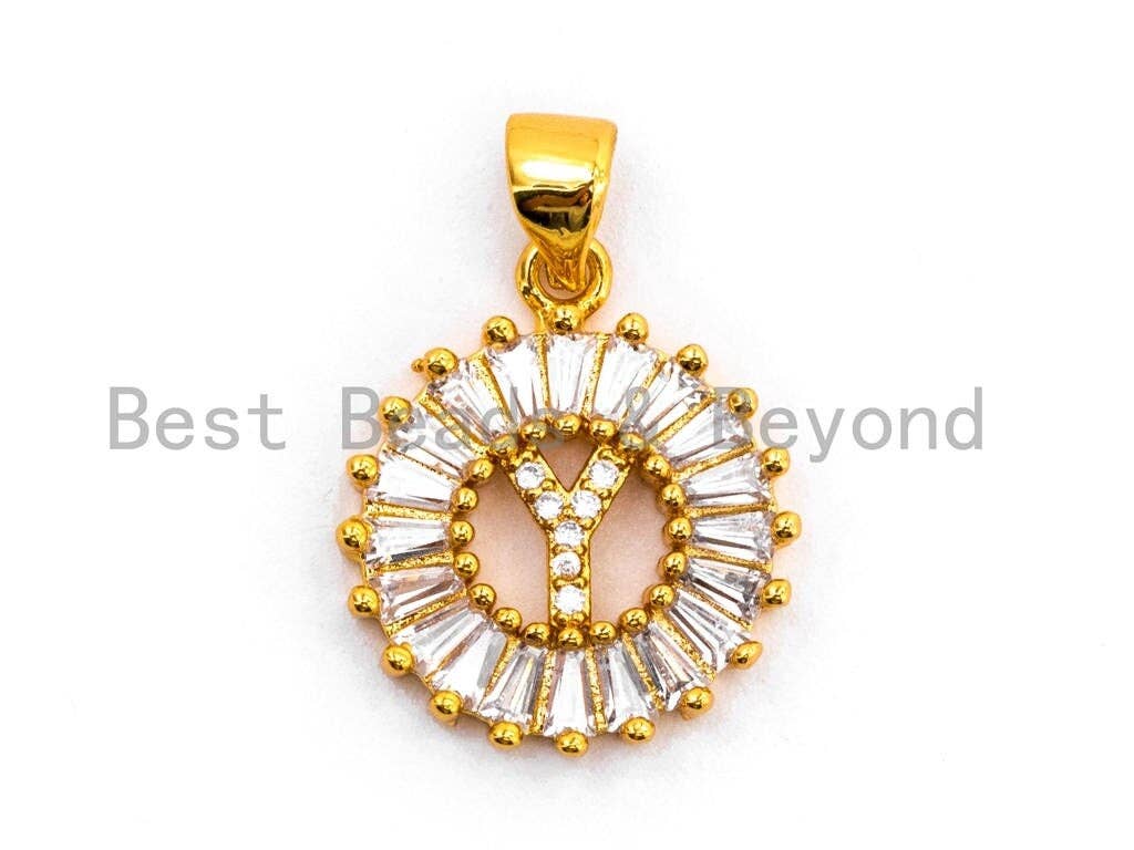 CZ Micro Pave Initial Letter X, Letter Y, Letter Z Pendent, Cubic Zirconia Pave Alphabet Beads Pendent, Gold/Silver Finish,16x18mm,sku#Z242