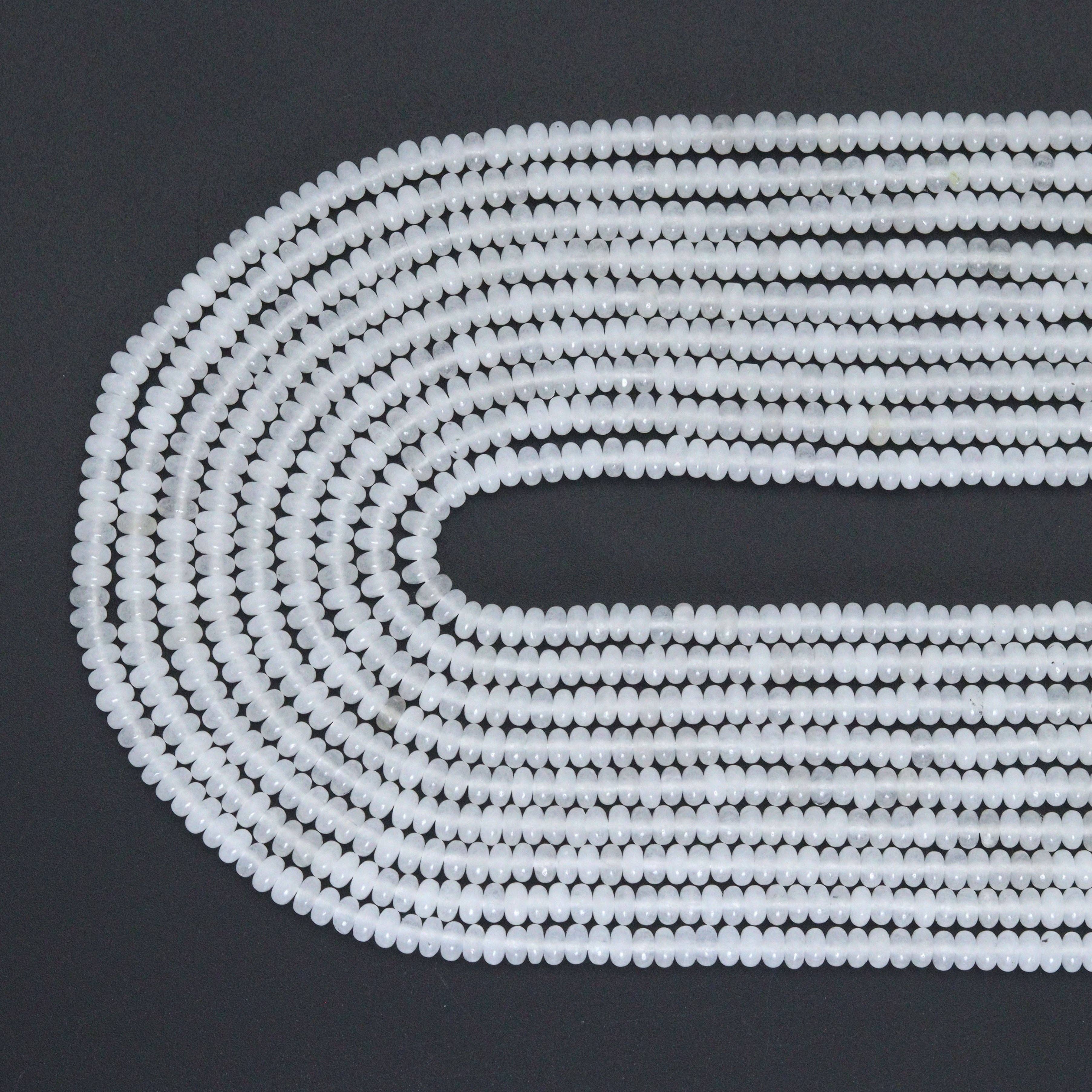 2x4mm/5x8mm White Jade Smooth Rondelle Beads, Sku#U2219