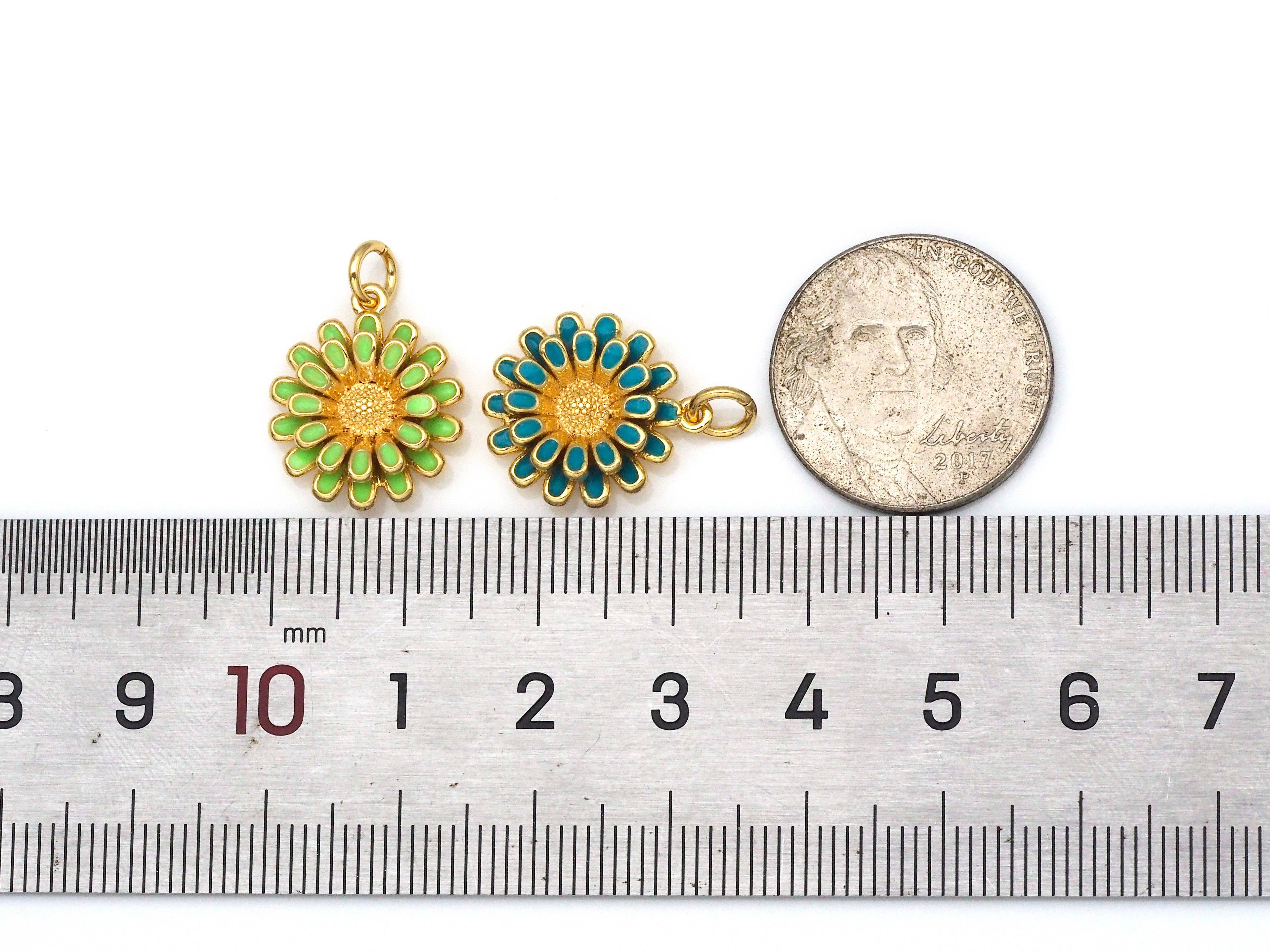 Enamel Colorful Daisy Flower Shape Pendant, Sku#F1410