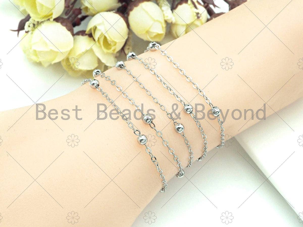 Gold Silver 2x4mm High Quality Satellite Ball Chain, sku#M358