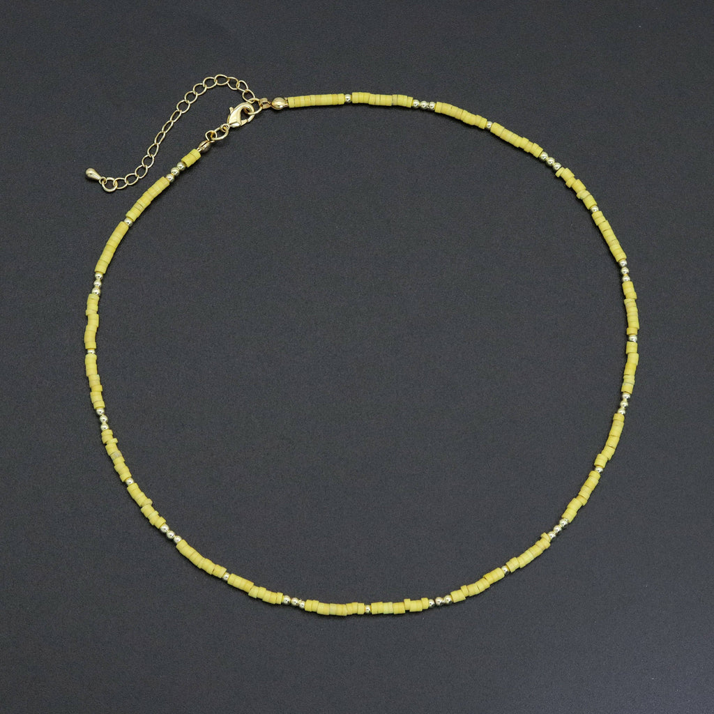 Yellow Color Gemstone tube necklace, sku#EF571