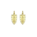 Clear CZ Gold Virgin Mary On Shield Charm, Sku#LX367