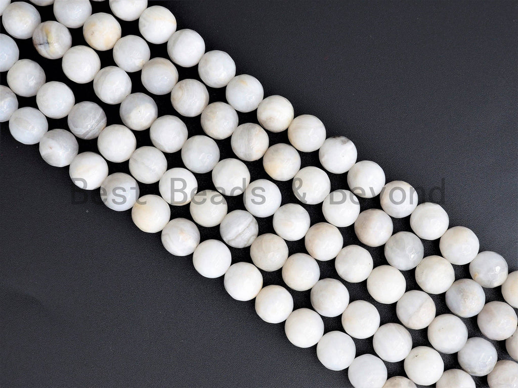 Quality Natural White Crazy Lace Agate beads, 8mm/10mm/12mm Faceted Round Gemstone beads, White Lace Agate Beads, 15.5inch strand, SKU#U379