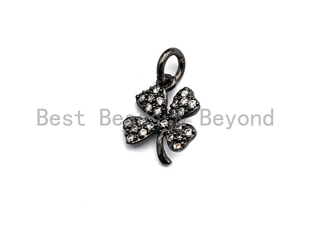 CZ Micro Pave Four Leaf Clover Shaped Pendant/Charm, Cubic Zirconia Pendant Charm,10x12mm,sku#F918
