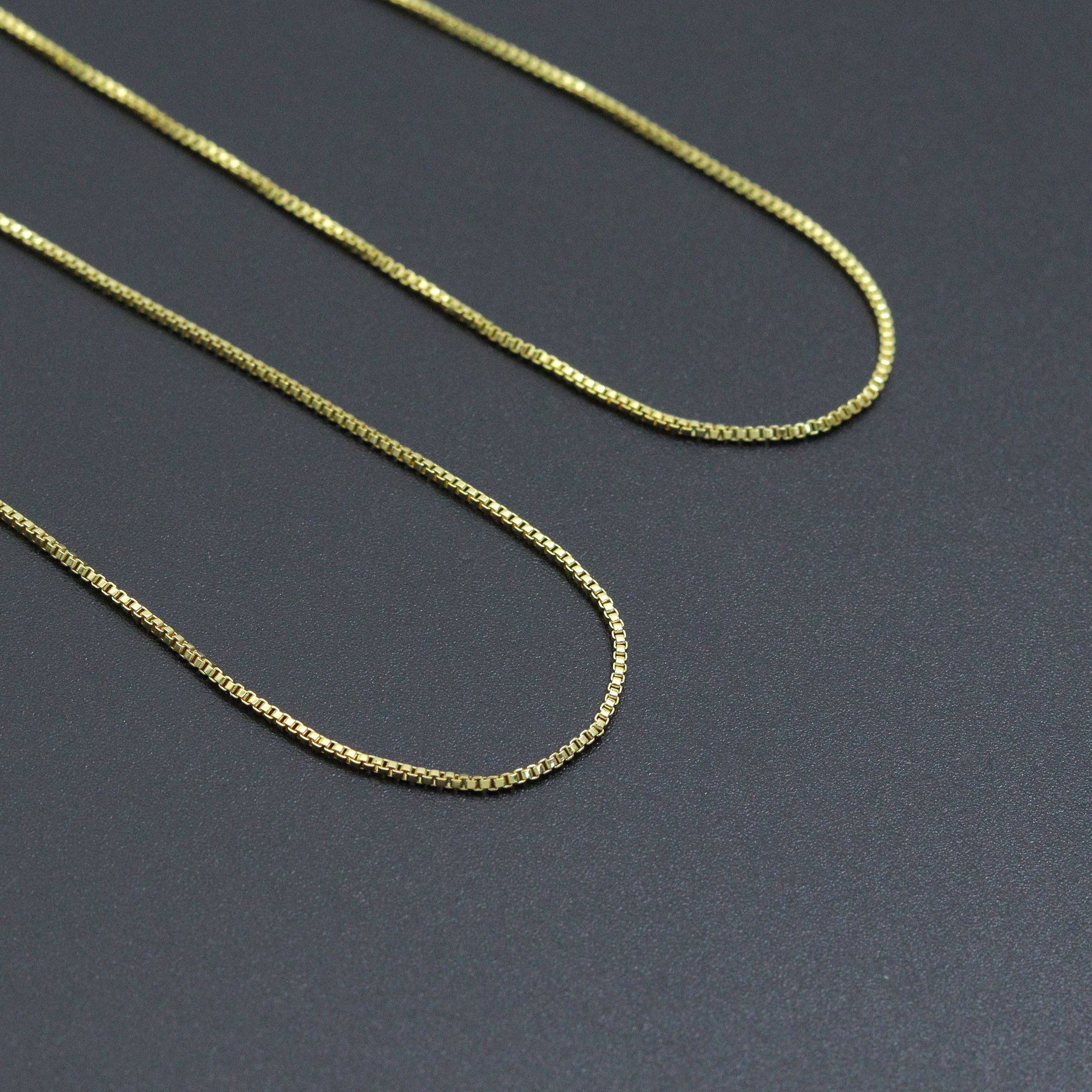 Thin box Chain Necklace with adjustable thread end , Sku#LX882