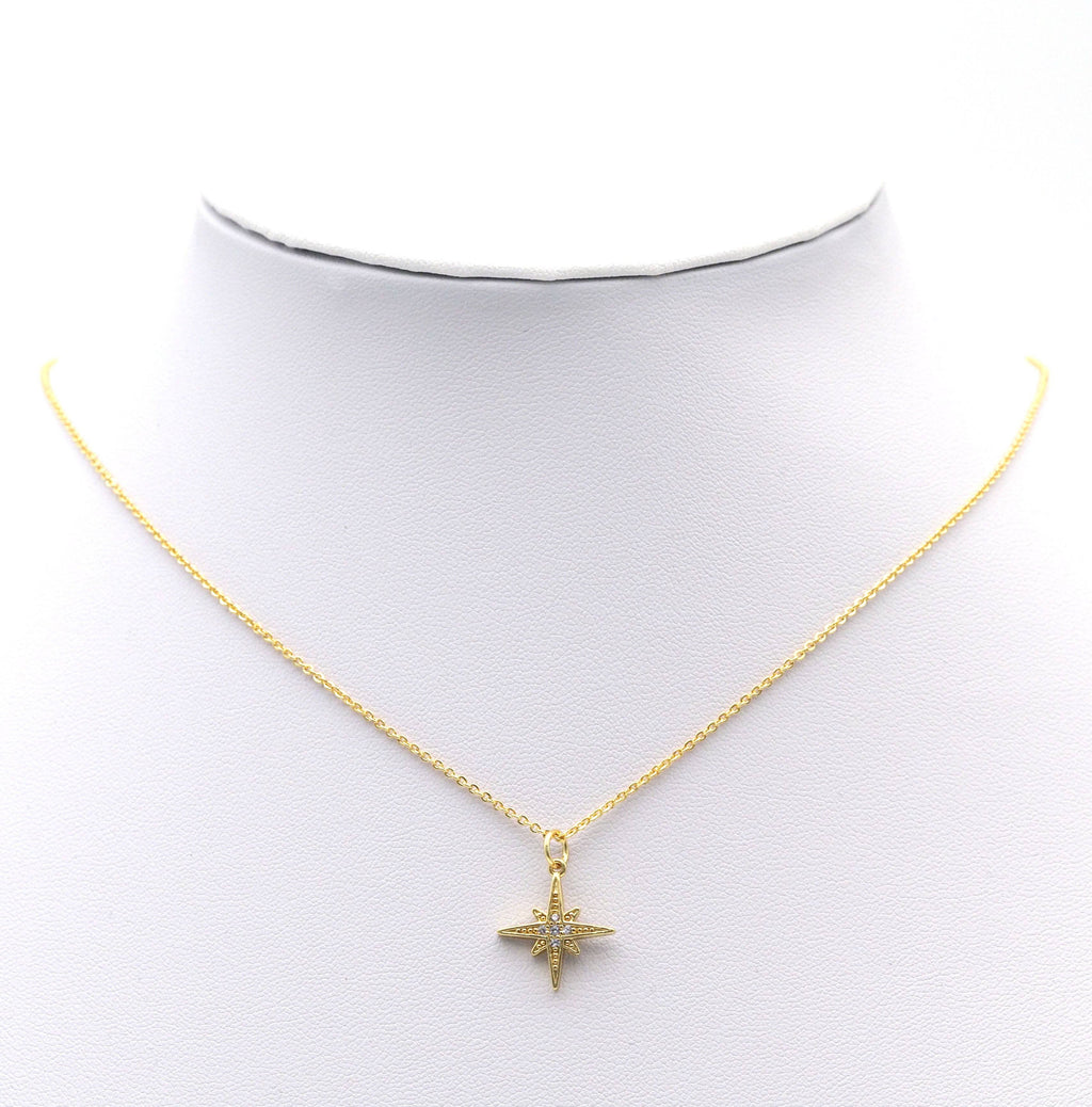 CZ Gold Silver North Star Charm, Sku#Y763