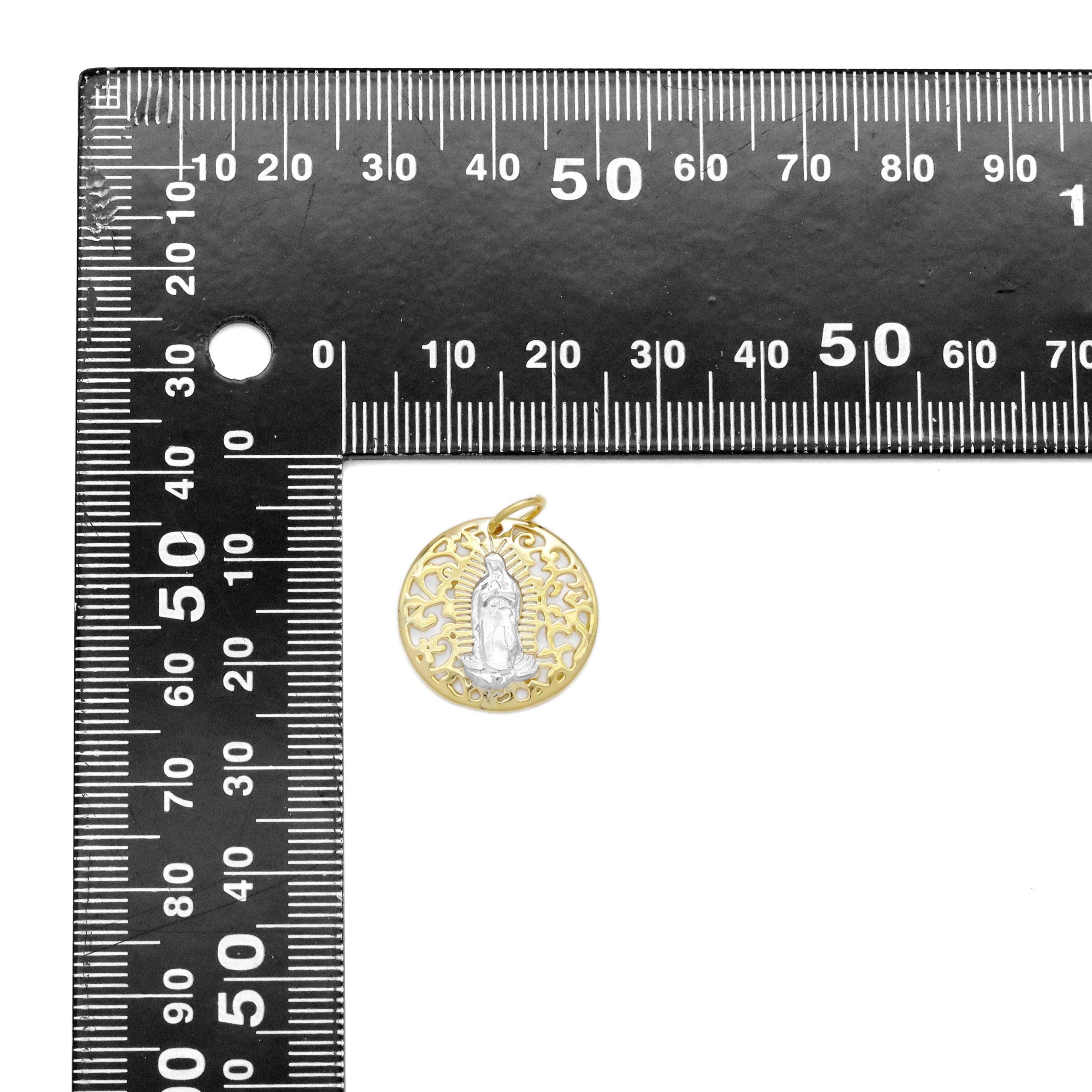 Dual color Virgin Mary Filigree Charm, Sku#Z1479
