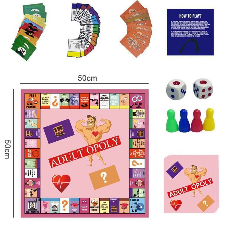 ！！Adultopoly Board Game Couple Adult Opoly Board Game Relationship Card Game Portable Couple Game Valentines Gifts for Him Her..