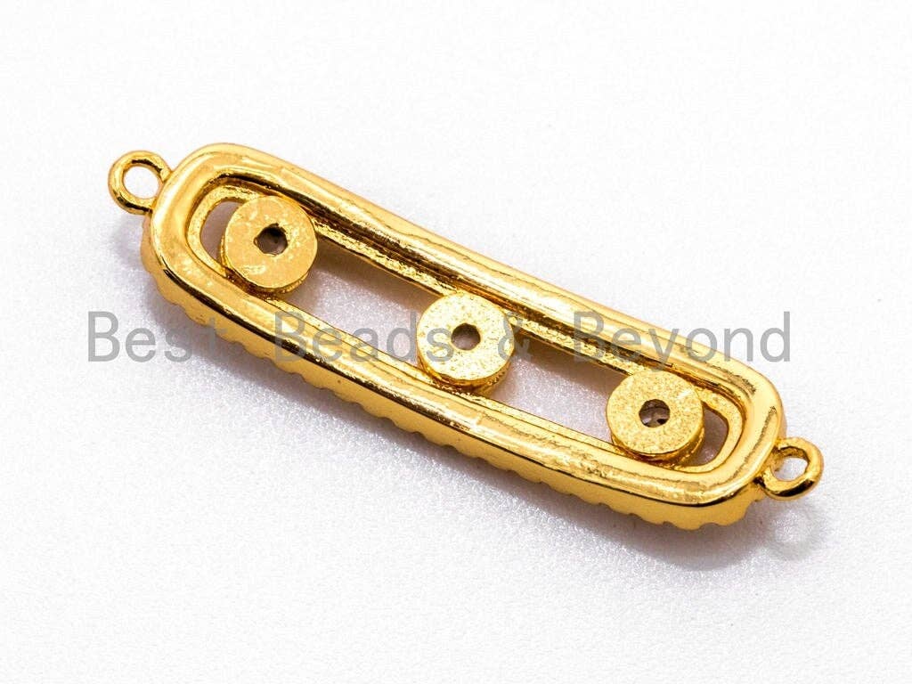 CZ Micro Pave Oval Bar with Movable CZ Beads Connector, sku#E350C