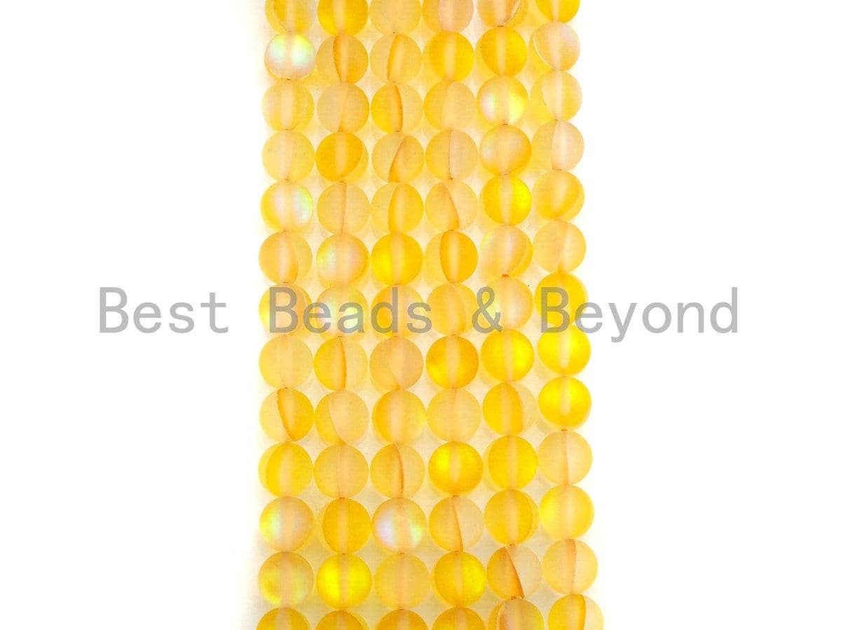NEW COLOR!!! Spectrolite Yellow Quartz Matte, High Quality in Round 6mm/8mm/10mm/12mm, Aura Yellow Crystal, 15.5inch strand, SKU#U825