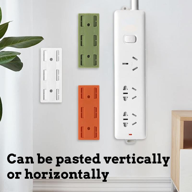 10 Counts Self Adhesive Power Strip Holder, Multi-Surface Socket Fixer - Tile/Wood/Metal Compatible with 12 Assorted Colors