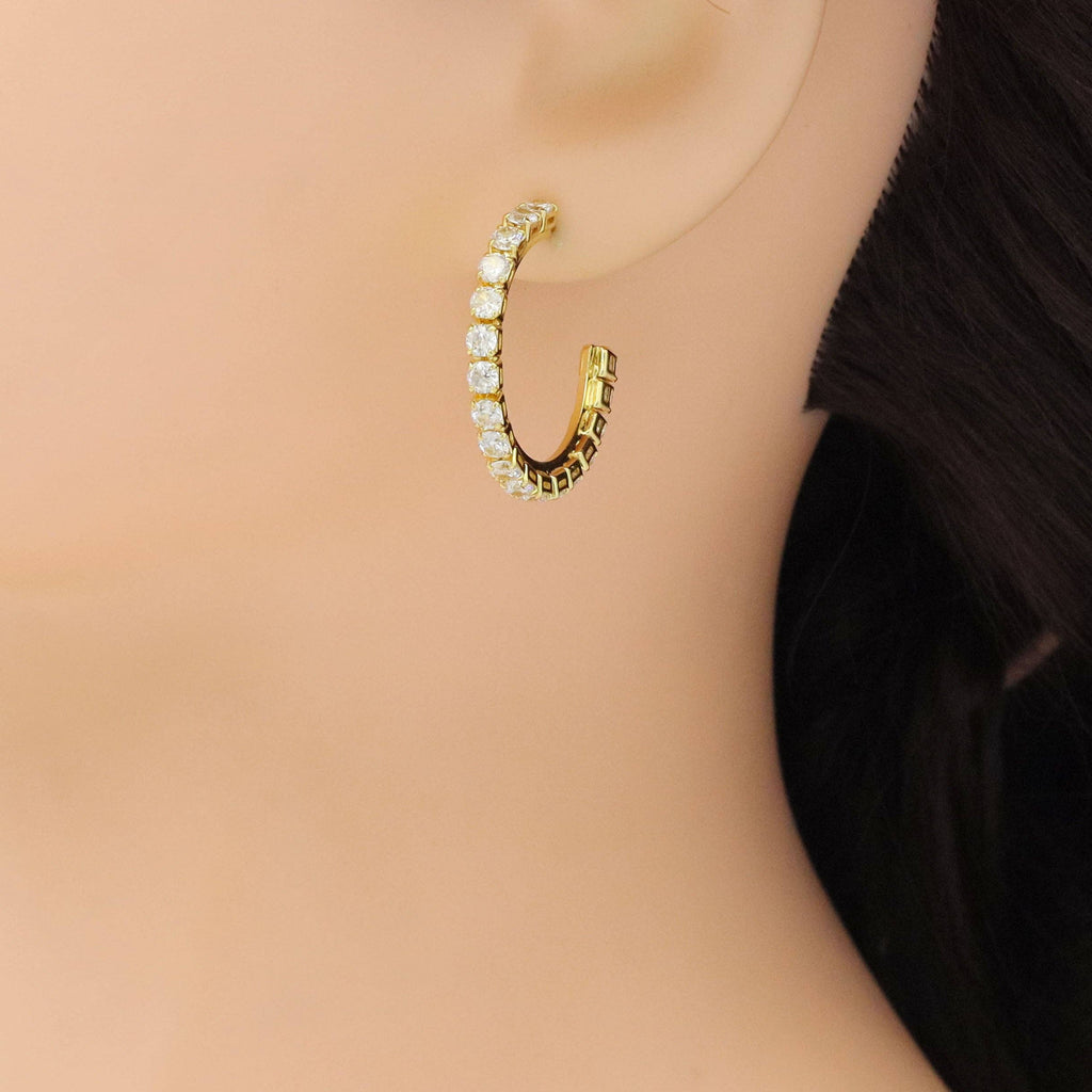 Big Diamond CZ Tennis Hoop Earrings, Sku#LX505