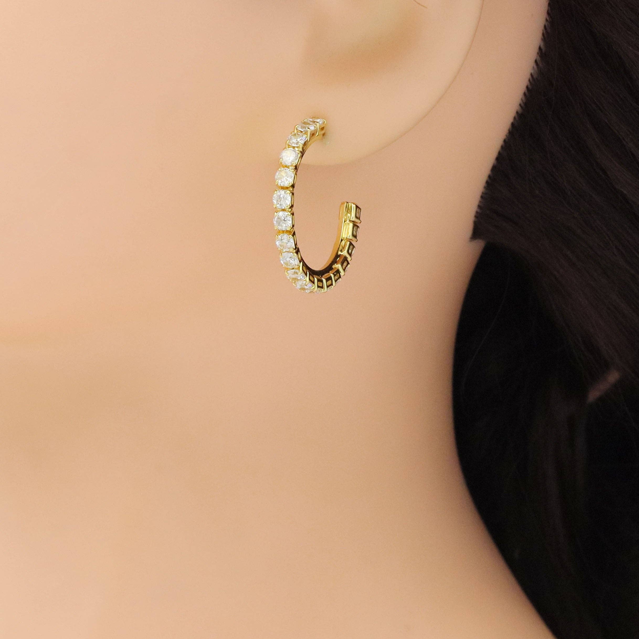 Big Diamond CZ Tennis Hoop Earrings, Sku#LX505