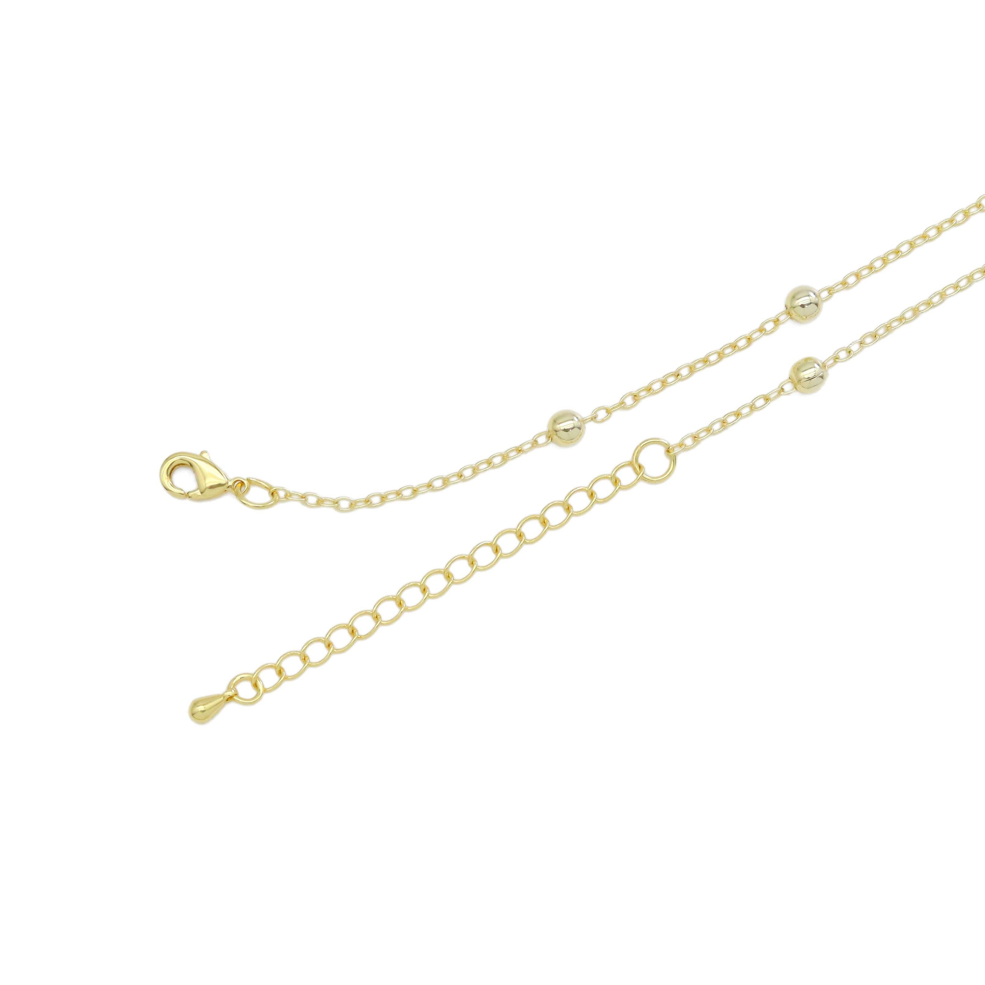 Gold Silver Satalite Ball Chain Adjustable Necklace, Sku#EF553