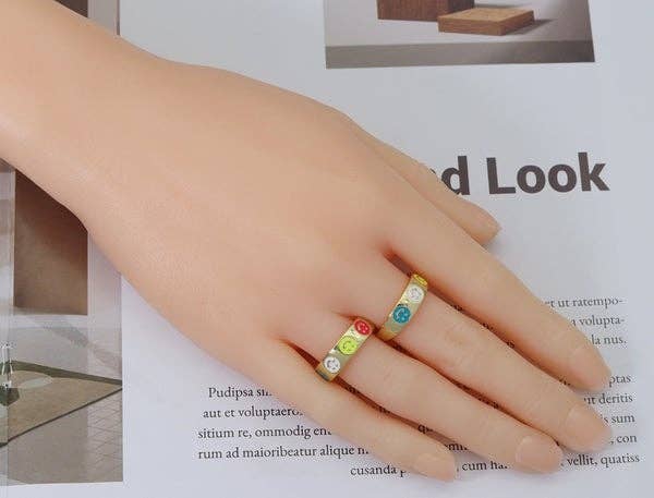 Enamel Smiley Face Band Ring,LD152