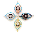 CZ Micro Pave Turquoise Evil Eye Connector for Bracelet/Necklace, Cubic Zirconia Space Connector, 12x23mm,sku#E36C
