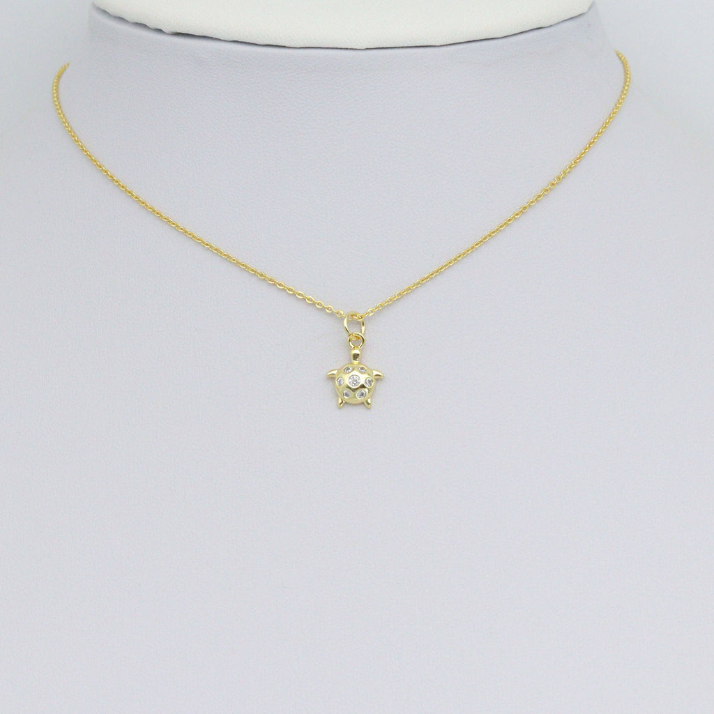 Clear CZ Cute Tortoise Charm Pendant, Sku#LD699