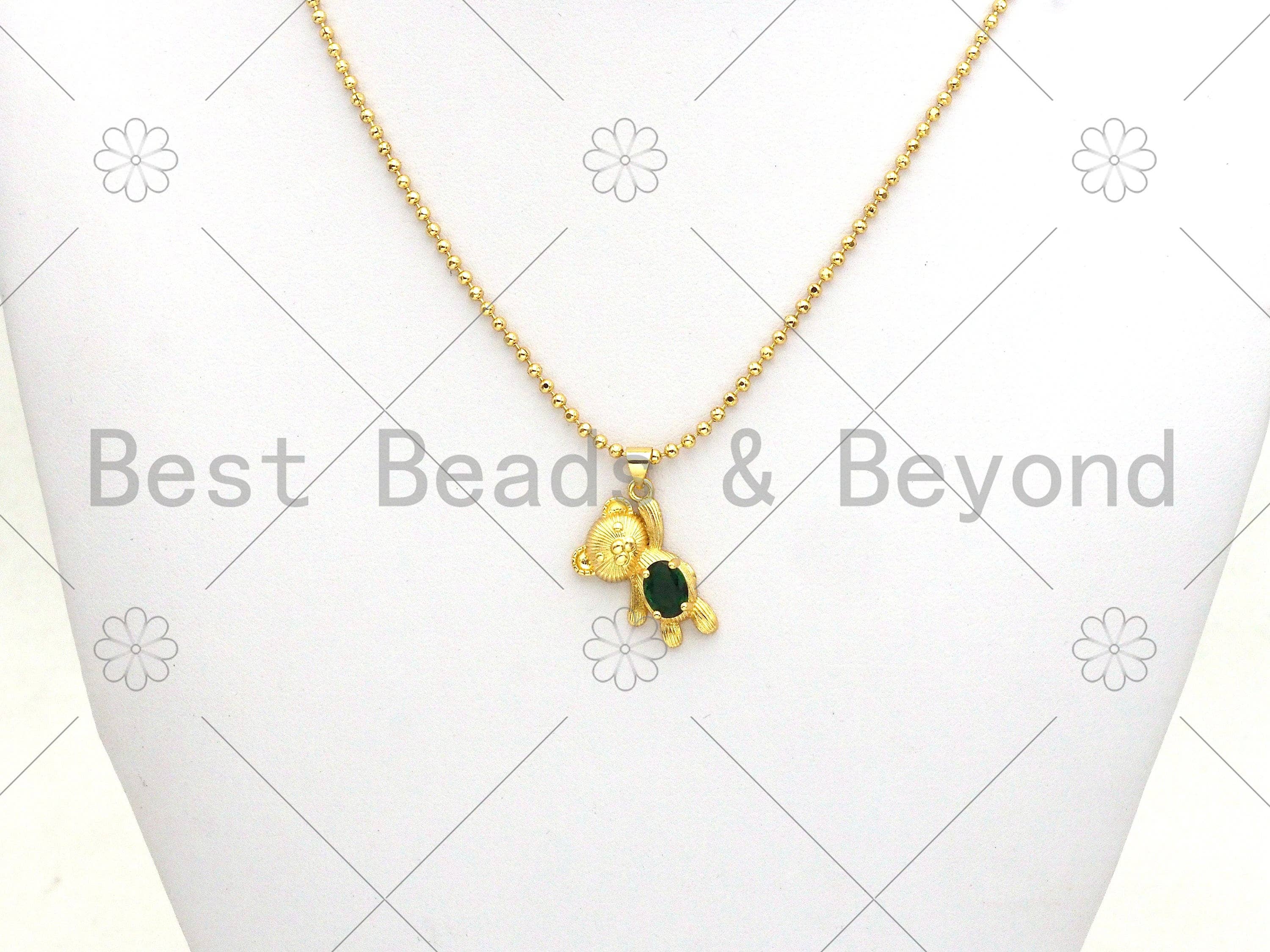Big Green CZ Micro Pave Cute Bear Shape Pendant, 18K Gold Filled Bear Charm,Big CZ Pave Pendant,Necklace Bracelet Pendant,16x24mm, Sku#LK371