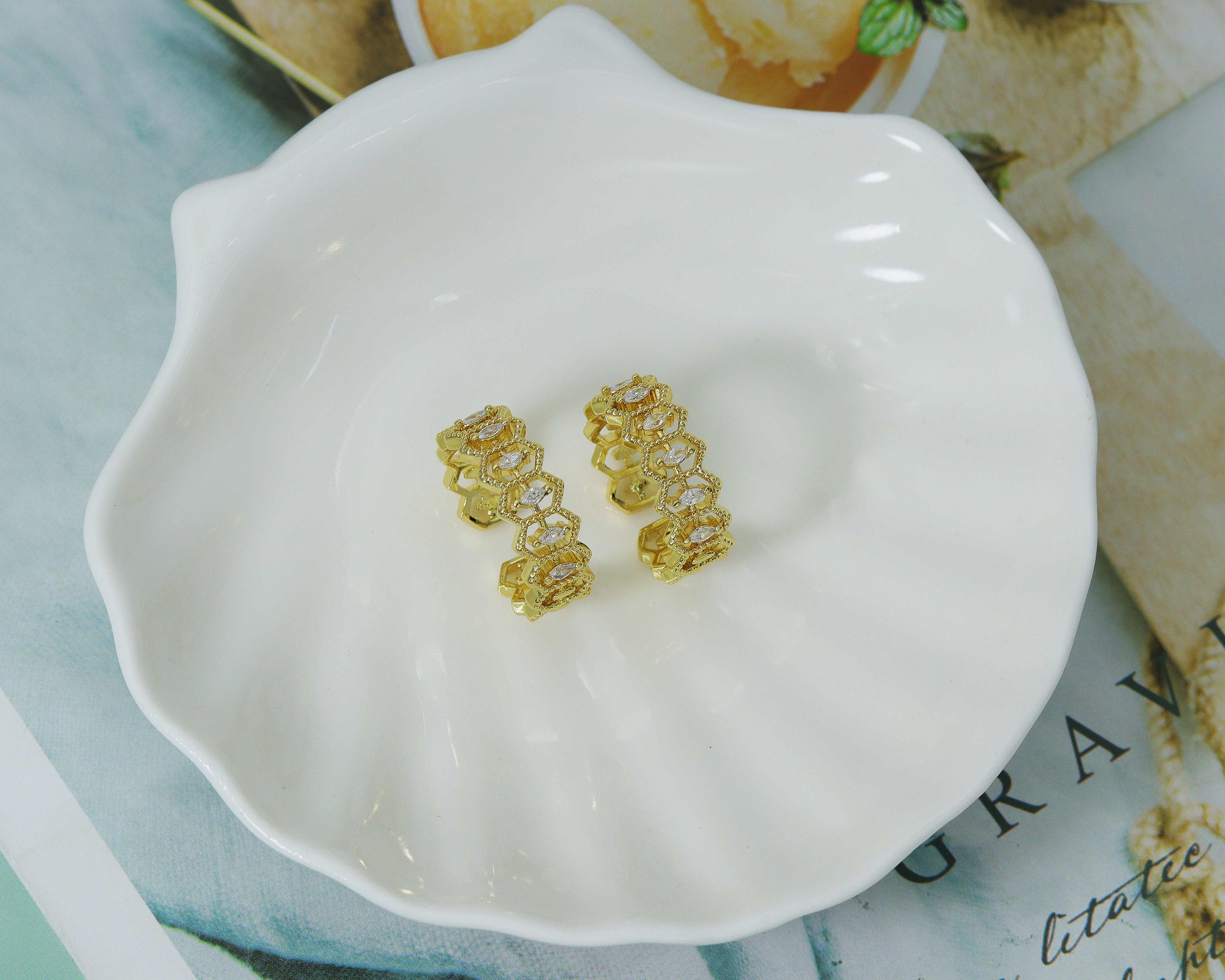 CZ Hexagon Rings,Sku#LD207