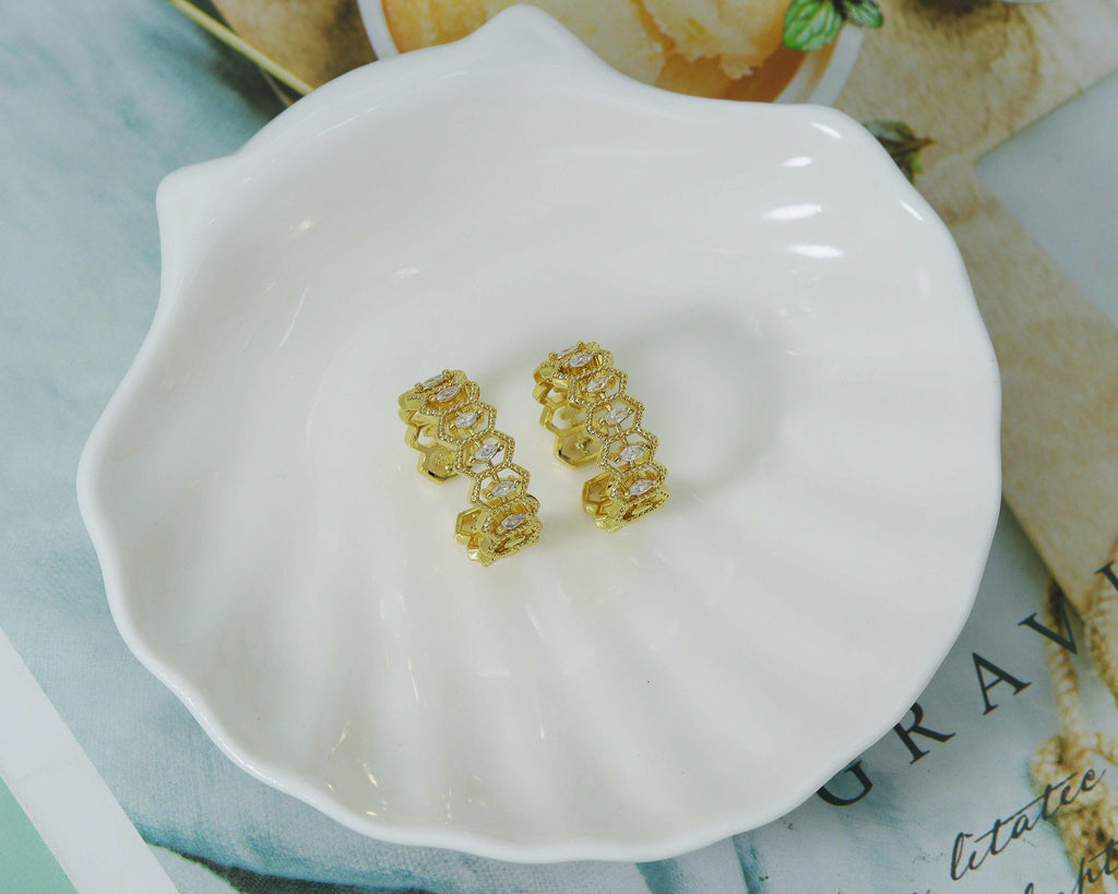 CZ Hexagon Adjustable Ring, Sku#LD207