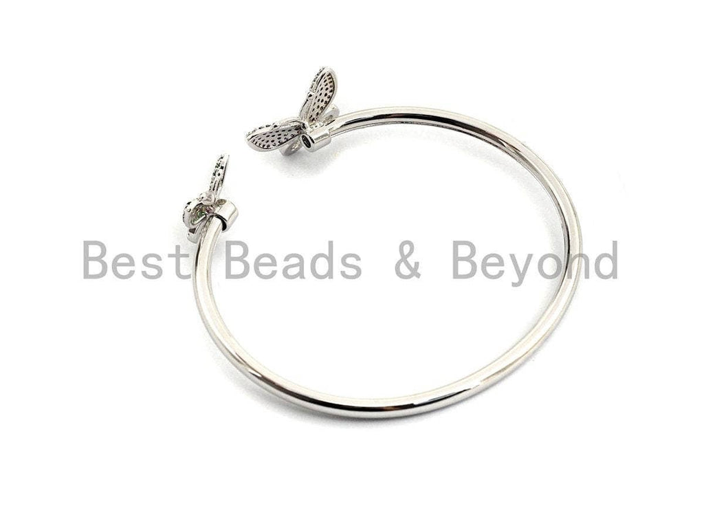 Coloful CZ Butterfly Open Cuff Bracelet, Sku#X75