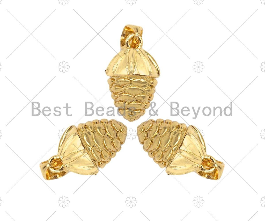 18k Gold Color Pinecone Shape Pendant, Dainty Gold Acorn Pendant, Christmas Charm Pendant,14x8mm, Sku#LK207
