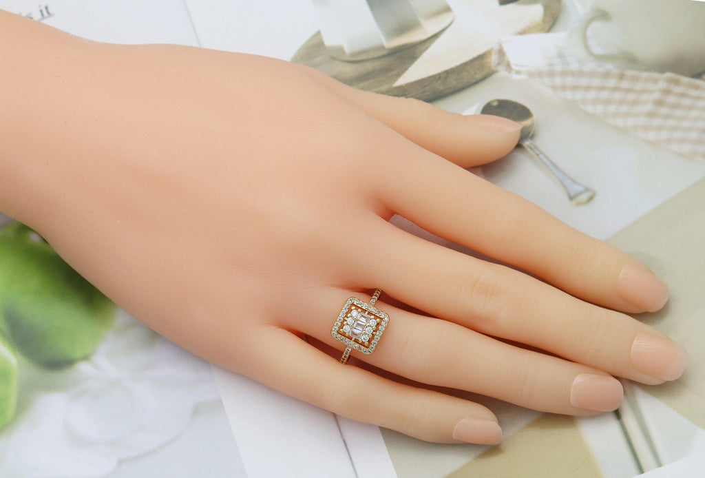 CZ Gold Square Adjustable Ring, Sku#LD323