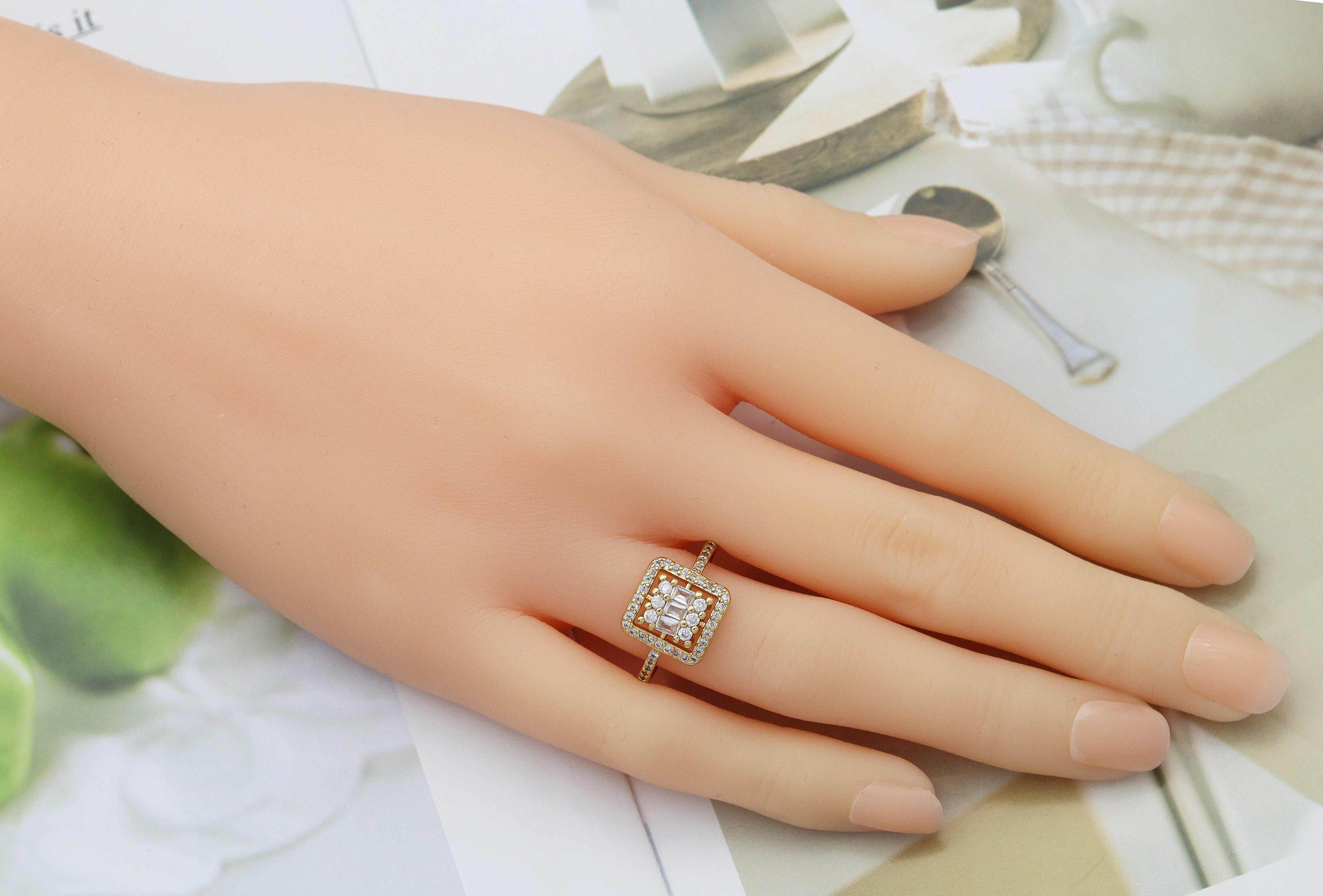 CZ Gold Square Adjustable Ring, Sku#LD323