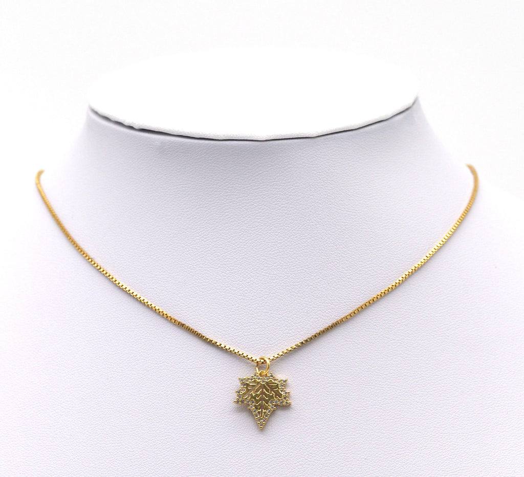 CZ Maple Leaf Shape Charm, Sku#Z1446
