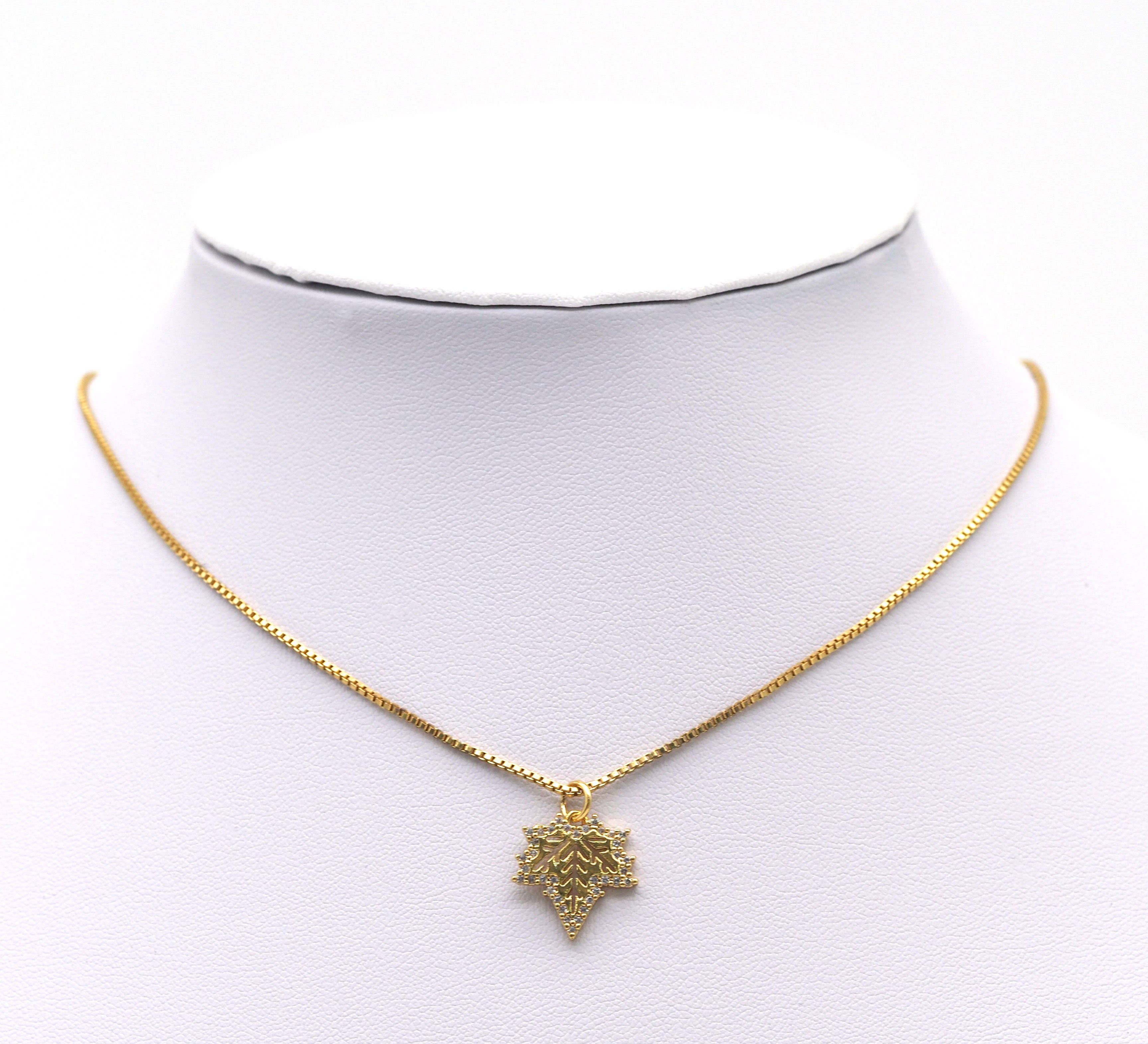 CZ Maple Leaf Shape Charm, Sku#Z1446