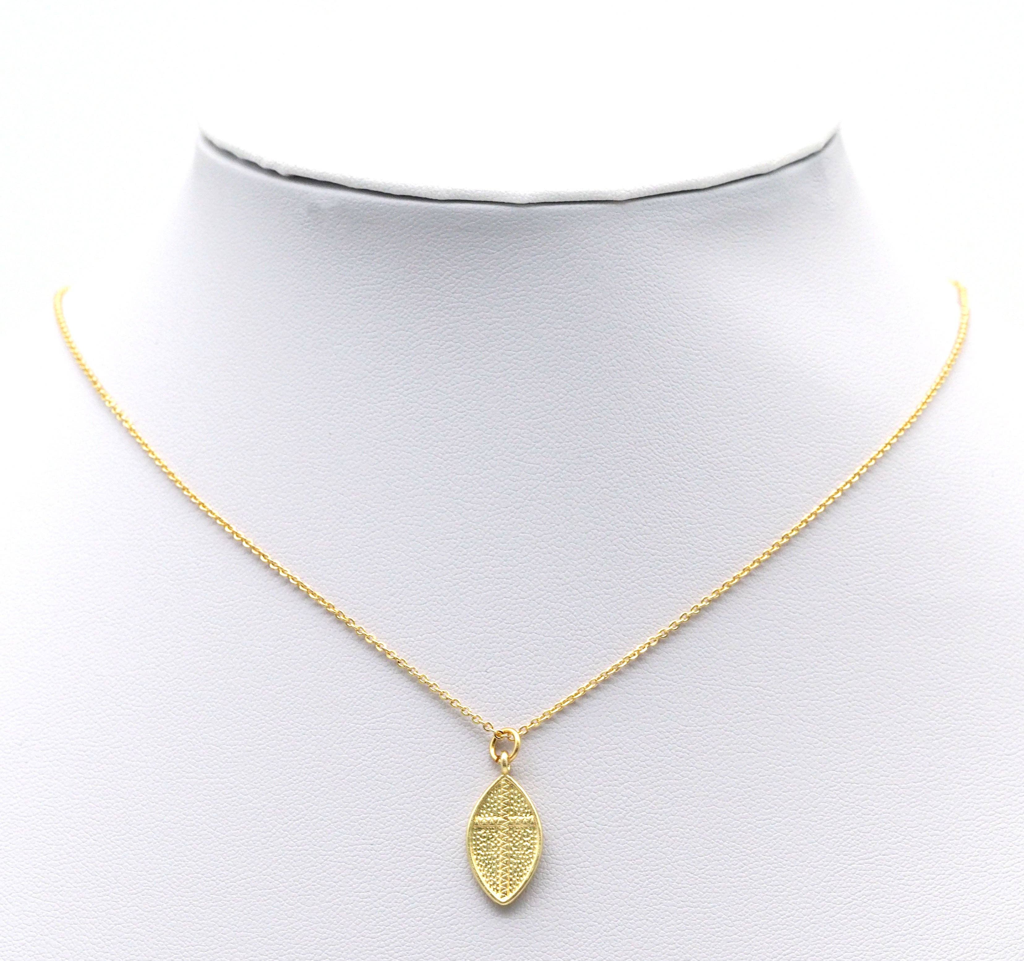 Gold Cross Leaf Charm, Sku#LK703