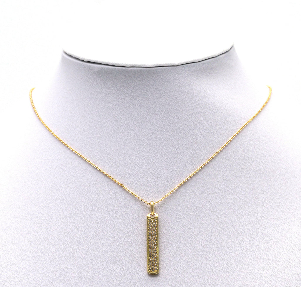 Gold CZ Long Bar Charm, Sku#Y724