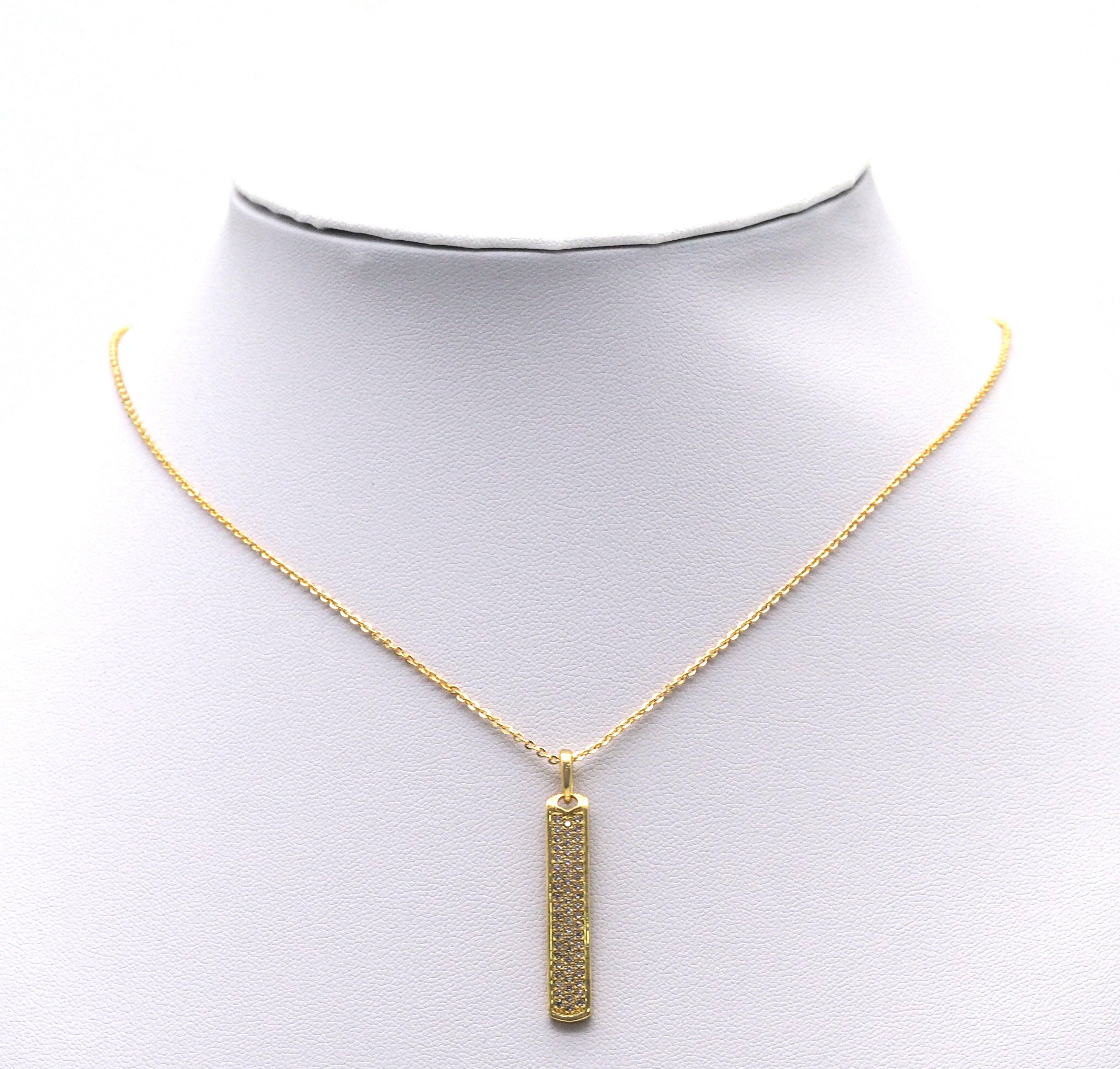 Gold CZ Long Bar Charm, Sku#Y724