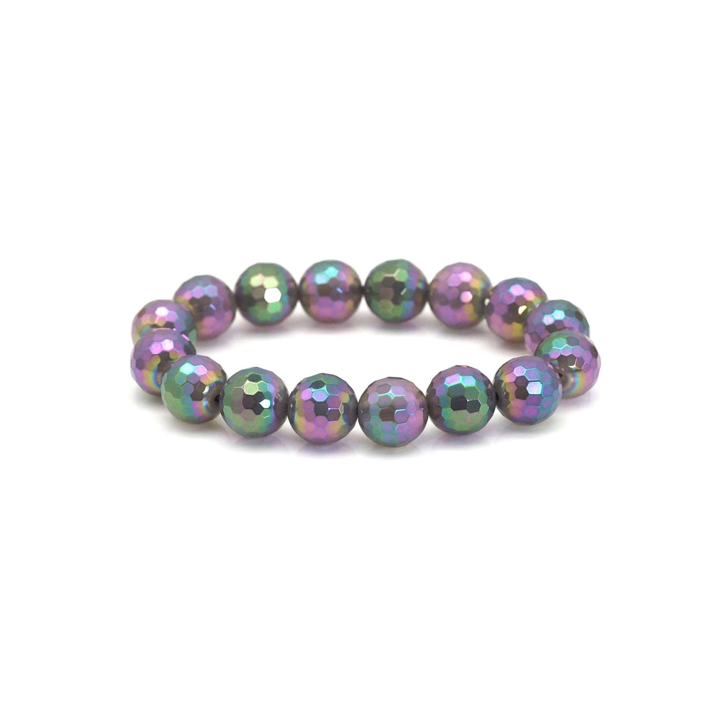 AB Mystic Gray Agate Stretchy Bracelet, Sku#EF382
