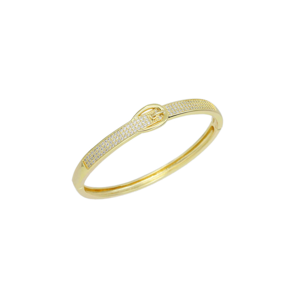 Clear CZ Gold Buckle Adjustable Bracelet, Sku#LD549