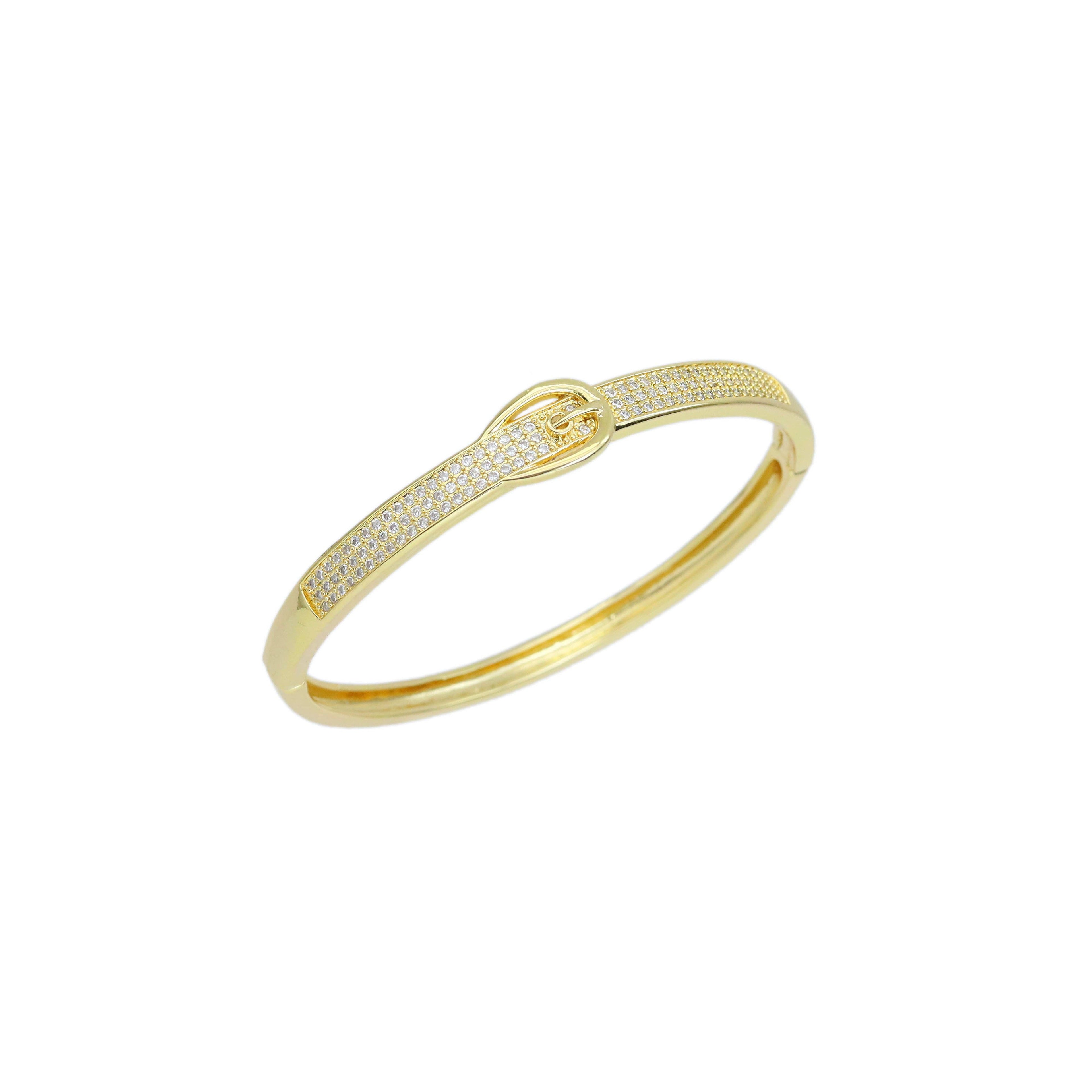 Clear CZ Gold Buckle Adjustable Bracelet, Sku#LD549