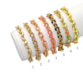 Enamel Link Chain Bracelet, Sku#EF254
