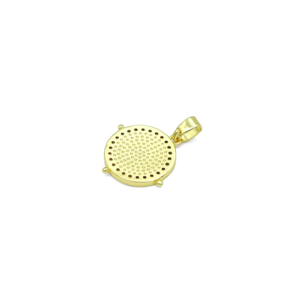 CZ Around Tree On Round Coin Charm Pendant, Sku#LX766