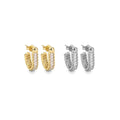 Gold Silver Baguette CZ Oval Shape Earrings, Sku#A127