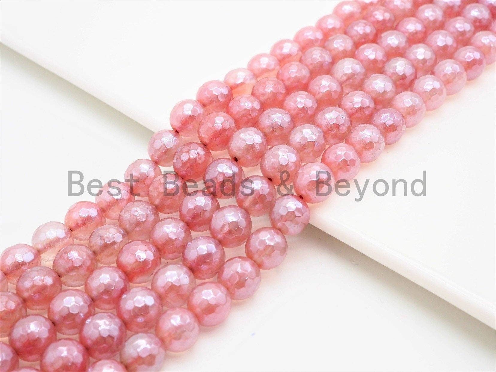 Mystic Silverite Plated  Pink Quartz Faceted, U342