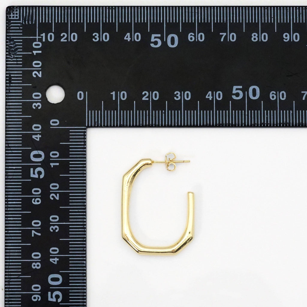 Gold Rectangle Geometry  Earrings, Sku#Y784