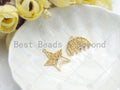 Filigree Gold Mulitcolor Stone Lacy Star/half Circle/Fan Shape Charm, Brushed Gold  Charm Pendants for Earrings necklace making, sku#CP03