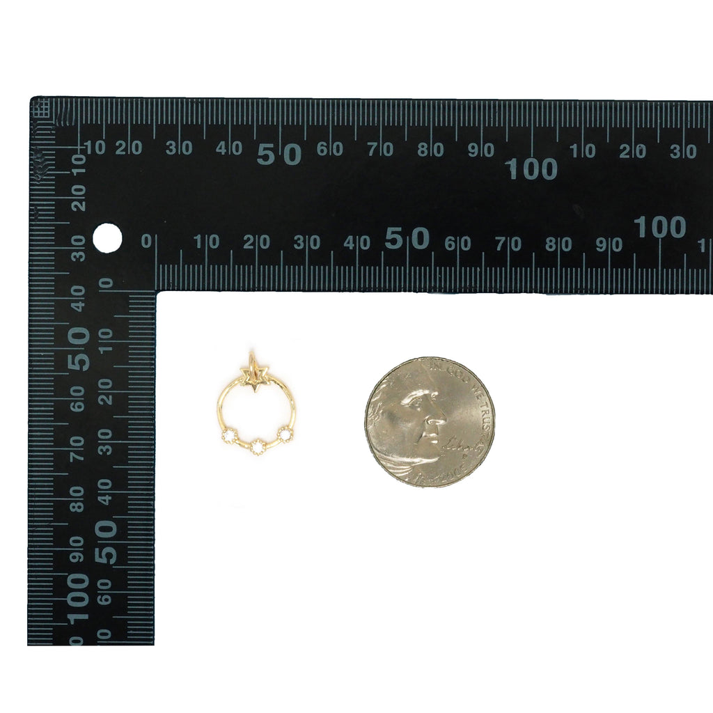 Clear CZ Daity Star Round Ring Charm, Sku#Y778