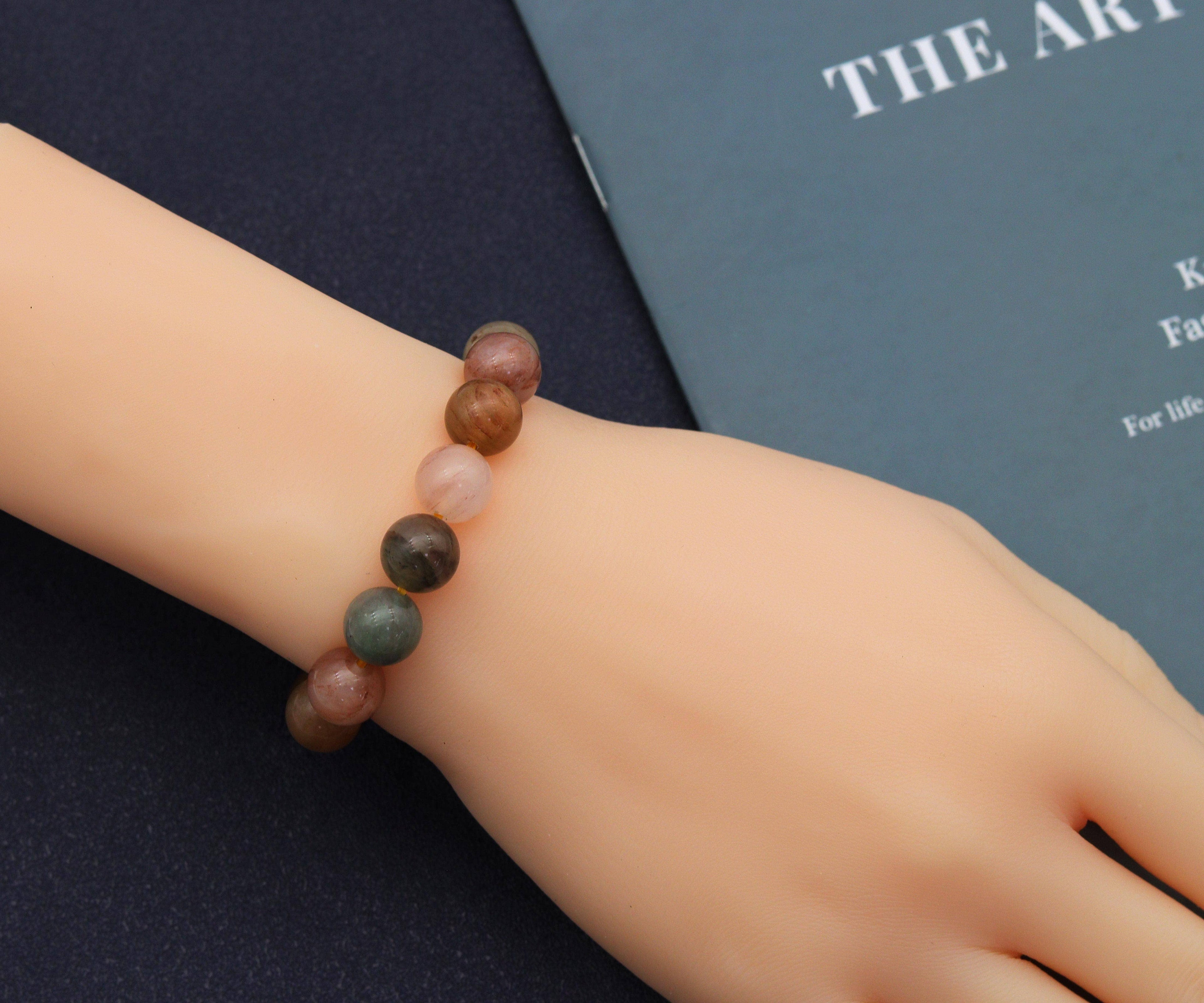 Mixed Rutilated Quartz Round Smooth Stretchy Bracelet, Sku#EF129