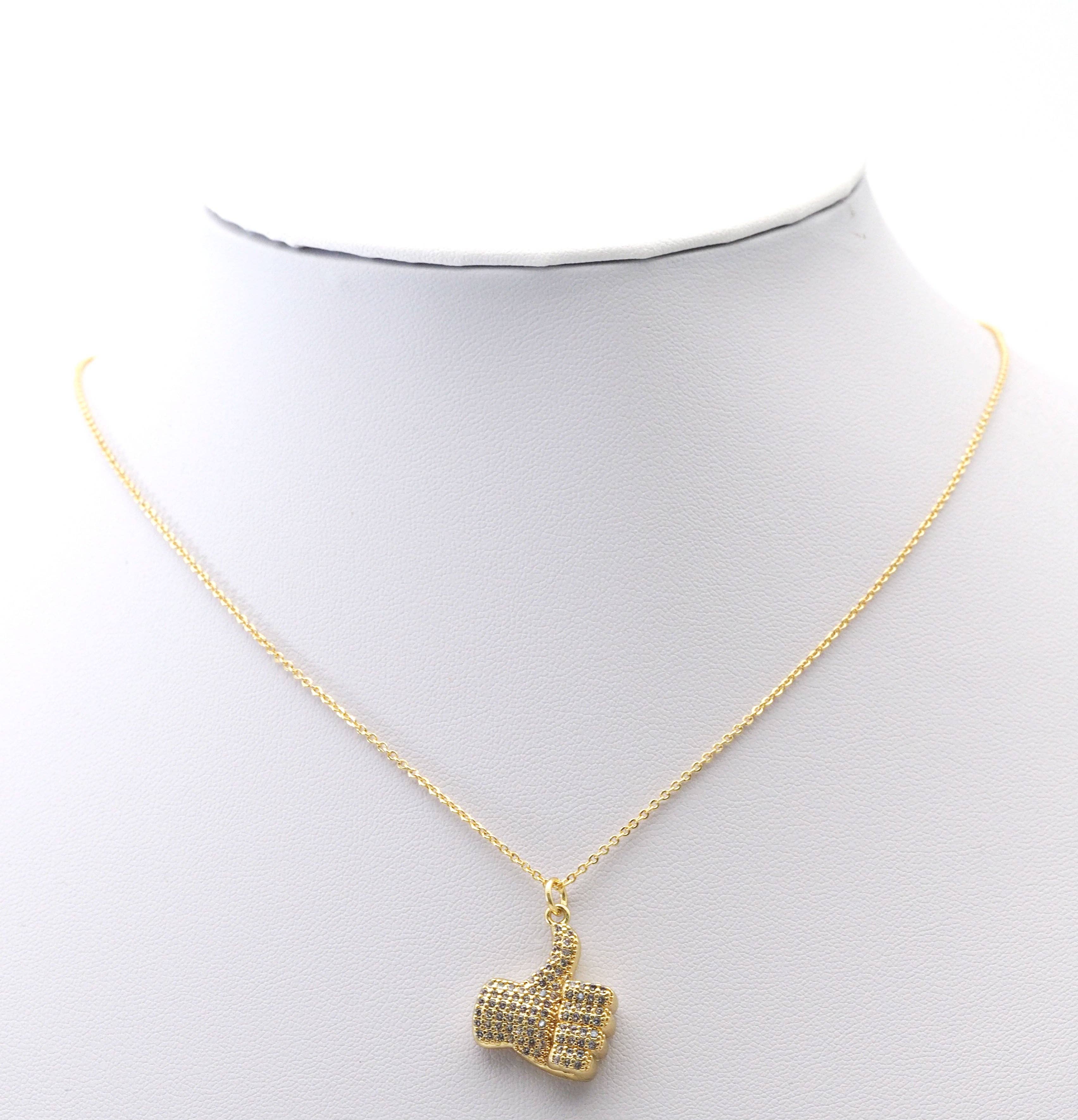 CZ Gold Thumb up Gesture Charm, Sku#LK771