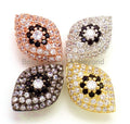 CZ Micro Pave Flower on Evil Eye Beads, Cubic Zirconia Spacer Beads for Necklace/Bracelet,1pc/2pcs, 19x13x10mm,sku#G147