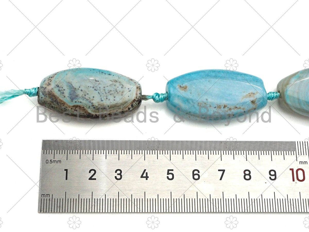 Natural Turquoise Blue Agate Oval Spacer Beads, Sku#U1021